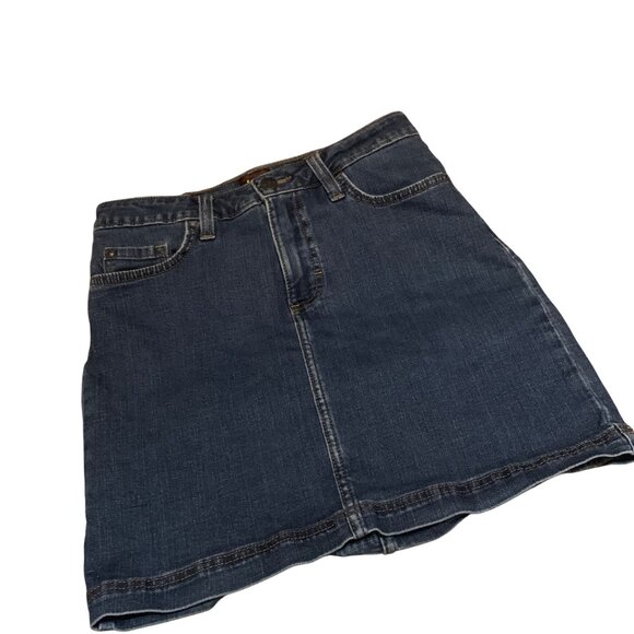 Vintage Lee Denim Blue Jean Skort Women's A-Line Style Back Pockets Size S - Picture 3 of 15